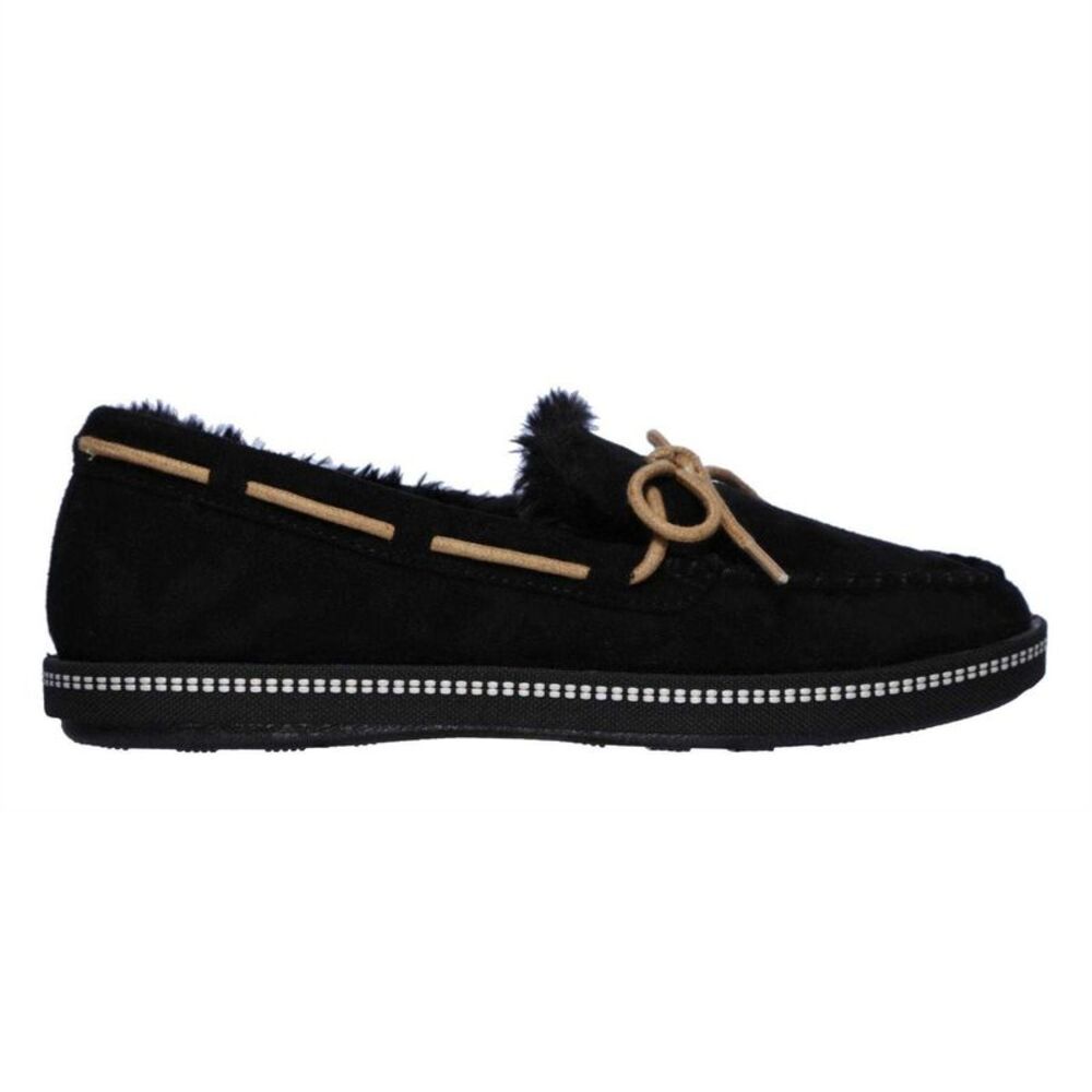 Skechers Womens/Ladies Cozy Faux Suede Flat Moccasin Slippers / Black
